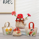 Axyaa Ceramic Embossed Flower Vase Home Decor Arrangement