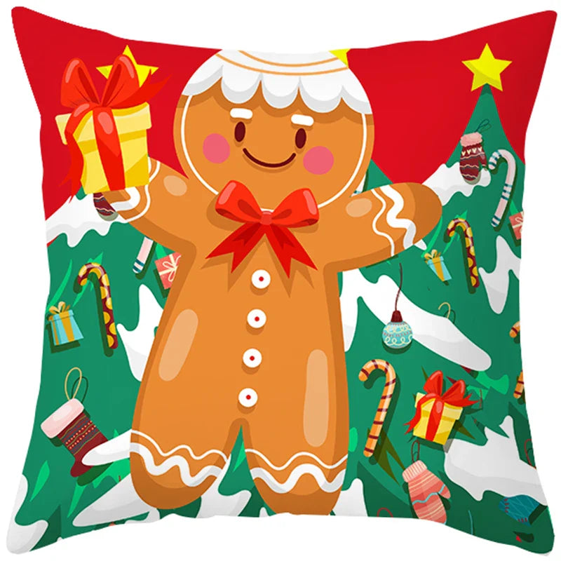 Axyaa Christmas Cushion Cover 45x45cm Snowman Santa Noel Navidad Happy New Year