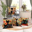 Axyaa Black Cats & Colorful Flowers Cushion Cover - Sofa, Bedroom, Car Pillow Cover