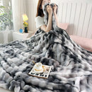 Axyaa Gradient Bubble Fleece Throw: Soft Plush Nap Blanket for Bedroom Sofa & Travel