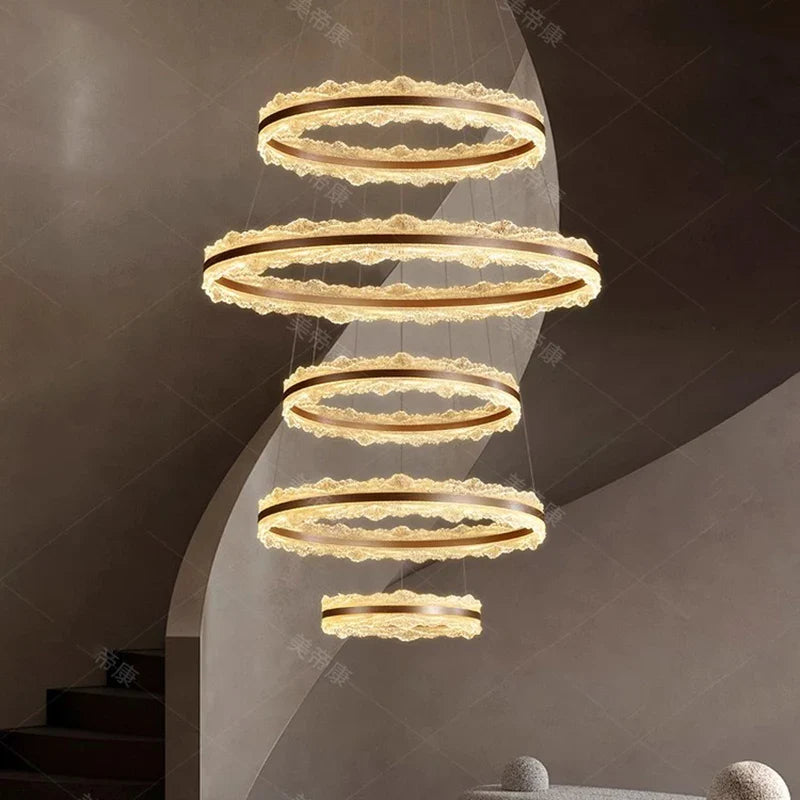 Axyaa Staircase Chandeliers: Modern LED Pendant Lamps for Living Room Lighting