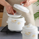 Axya Ceramic Stew Pot with Double Lid for Korean Bird's Nest Desserts