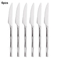 Axyaa Sliverware Set: 30Pcs Stainless Steel Cutlery with Bamboo Handle