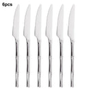 Axyaa Bamboo Handle Cutlery Set - Stainless Steel Dinnerware Mirror Finish