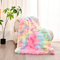Axyaa Luxe Double Layer Rabbit Fur Tie-Dye Throw Blanket