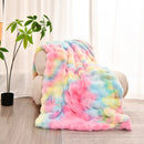 Axyaa Luxe Double Layer Rabbit Fur Tie-Dye Throw Blanket