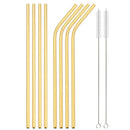 Axyaa Gold Stainless Steel Reusable Metal Straw Set for Parties and Juice Bars