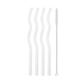Axyaa Glass Straws - 5Pcs Colorful, Eco-Friendly Wavy Design for Juice & Cocktails