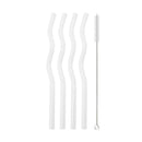 Axyaa Glass Straws - 5Pcs Colorful, Eco-Friendly Wavy Design for Juice & Cocktails