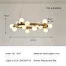 Axyaa Wood Branch Chandelier Pendant Light - Nordic Glass Hanging Lamp