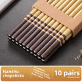 Axyaa Striped High-Grade Nanzhu Chopsticks Set - 10 Pairs, Paintless & Waxless