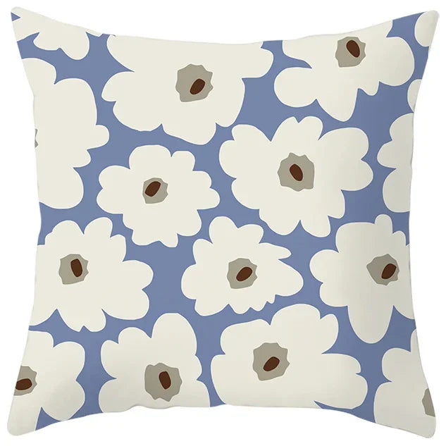 Axyaa Abstract Geometric Pillowcase in Nordic Blue Purple - Peach Skin Fabric