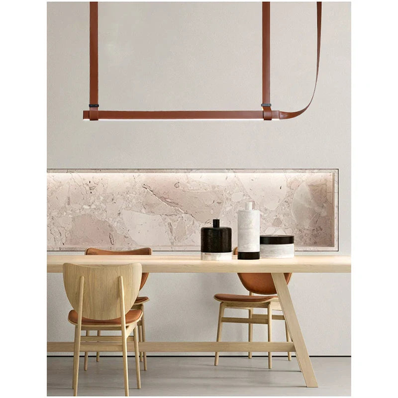 Axyaa Leather Belt Island Counter Pendant Lamp