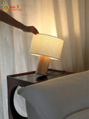 Axyaa Solid Wood Table Lamp LED E27 Modern Indoor Lighting for Living Room, Bedroom, and Study
