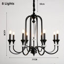 Axyaa Black Iron Crystal Chandelier Candle Lamp for Country Living Room
