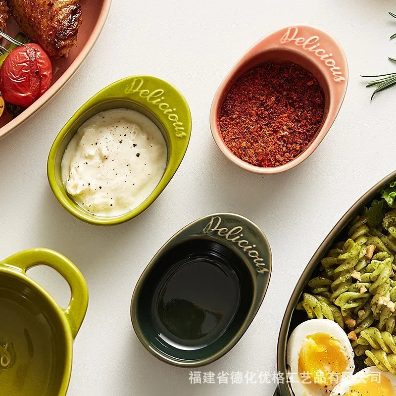 Axya Nordic Ceramic Dip Dish Set - Sauce, Seasoning, and Vinegar Plates