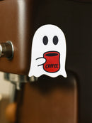 Axyaa Ghost Wooden Stickers: Cute Ghost with Coffee Cup Design for Decorating Fridge & Coffee Machine