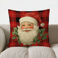 Axyaa Santa Claus Plaid Holly Pillow Cover - Sofa Bedroom Car Cushion Cover