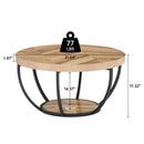 Axyaa Industrial 2-Tier Round Coffee Table with Storage Shelves