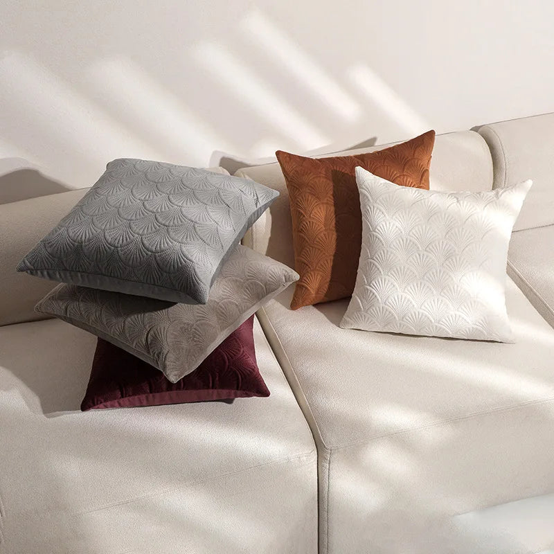 Axyaa Velvet Shell Pattern Throw Pillowcase for Home Decor