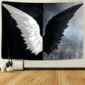 Axyaa Angel Wings Tapestry: Black & White Boho Trippy Hippie Wall Hanging