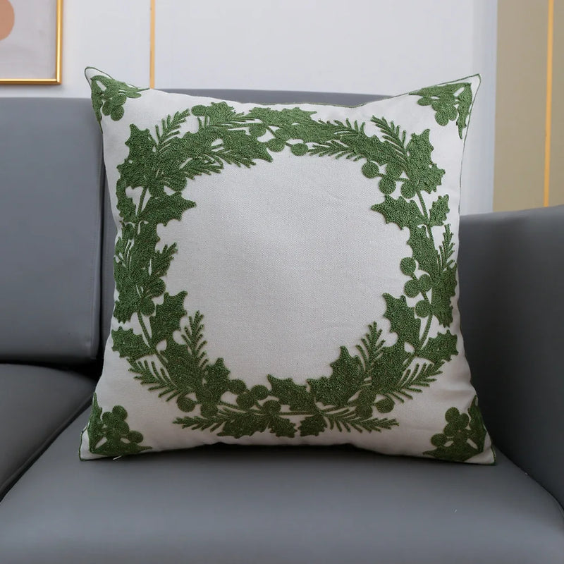 Axyaa Christmas Embroidered Cushion Cover Set - Festive Holiday Decor
