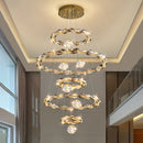 Axyaa Crystal Stair Chandelier LED Ceiling Lamp for Living Room