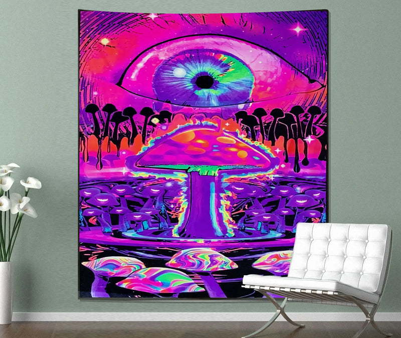 Axyaa Psychedelic Skull Eye Laser Tapestry Wall Hanging – Luminous Home Decor