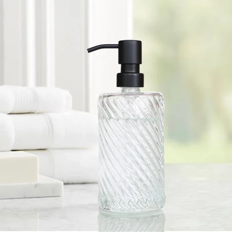 Axya Glass Lotion Pump Bottle Clear Stainless Steel Soap Dispenser