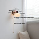 Axyaa Ceramic LED Wall Lights Wood Base Copper Rotate Bedside Lamp Sconce