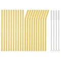 Axyaa Glass Straws Set with Cleaning Brushes for Drinks & Cocktails
