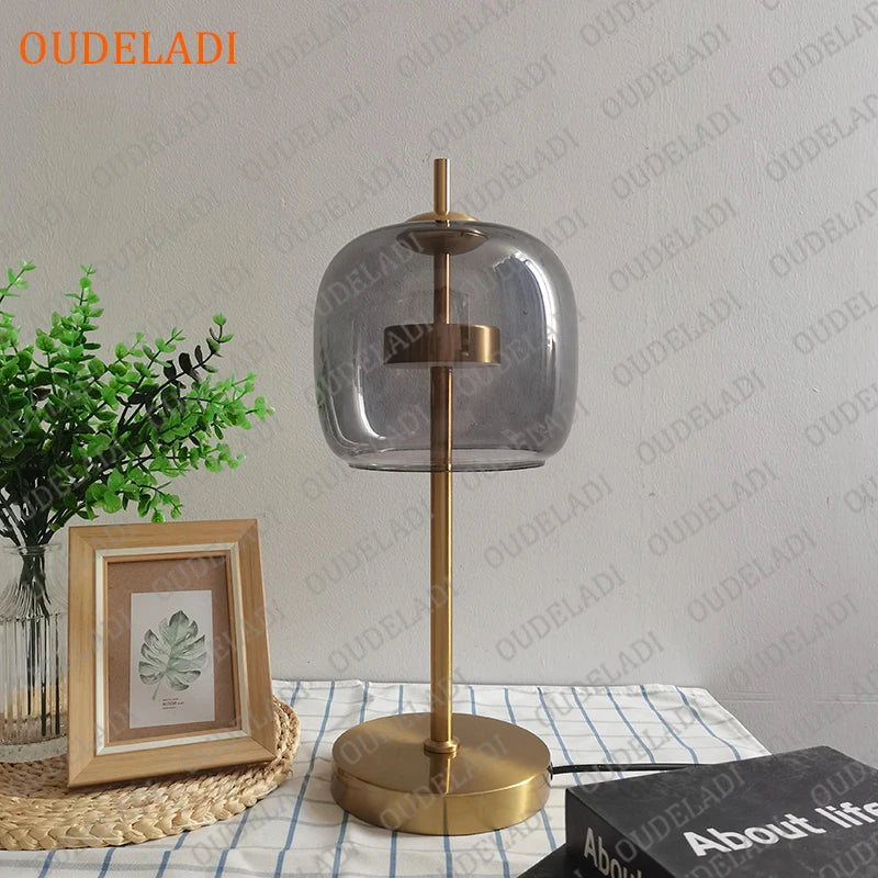 Axya Gold Glass Desk Lamp: Modern LED Nordic Home Decor Table Light