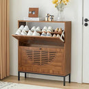 Axyaa Farmhouse Shoe Cabinet with Flip Drawers, Slim Shoe Storage Organizer