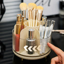 Axyaa Rotating Makeup Brush Holder with Dustproof Lid: Vanity & Skincare Organizer