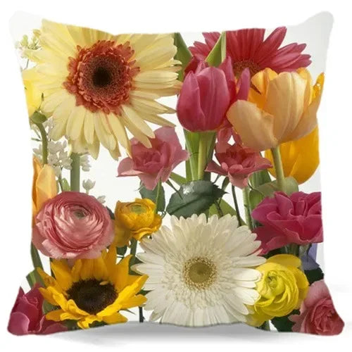 Axyaa Chrysanthemum Floral Polyester Cushion Cover Home Decor Pillowcase