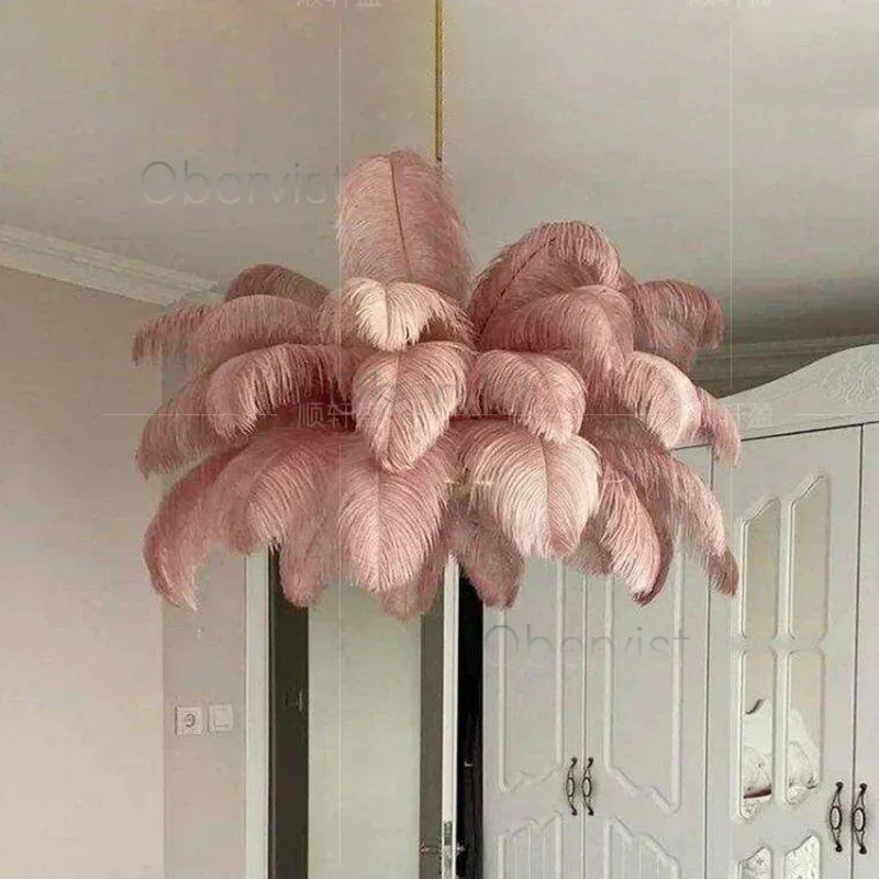 Axyaa Nordic Ostrich Feather Art Chandelier for Home Decoration