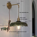 Axyaa Amber Vintage LED Wall Light Glass Copper Pull Chain Switch Bedside Lamp