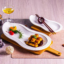 Axyaa Gourd BBQ Plate Ceramic Tableware for Fusion, Chinese Restaurant