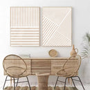 Bohemia Pink Beige Geometric Lines Art Print Wall Decor by Axyaa