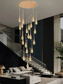Axyaa Modern Crystal Chandelier Loft Pendant Lamp