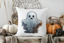 Axyaa Ghost Under Moon Halloween Throw Pillow Cover for Sofa, Bedroom, Car