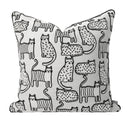 Axyaa Black & White Velvet Cat Embroidered Cushion - Modern, Simple, Children's Room