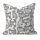 Axyaa Embroidered Cat Velvet Cushion, Modern Black & White Decorative Pillow