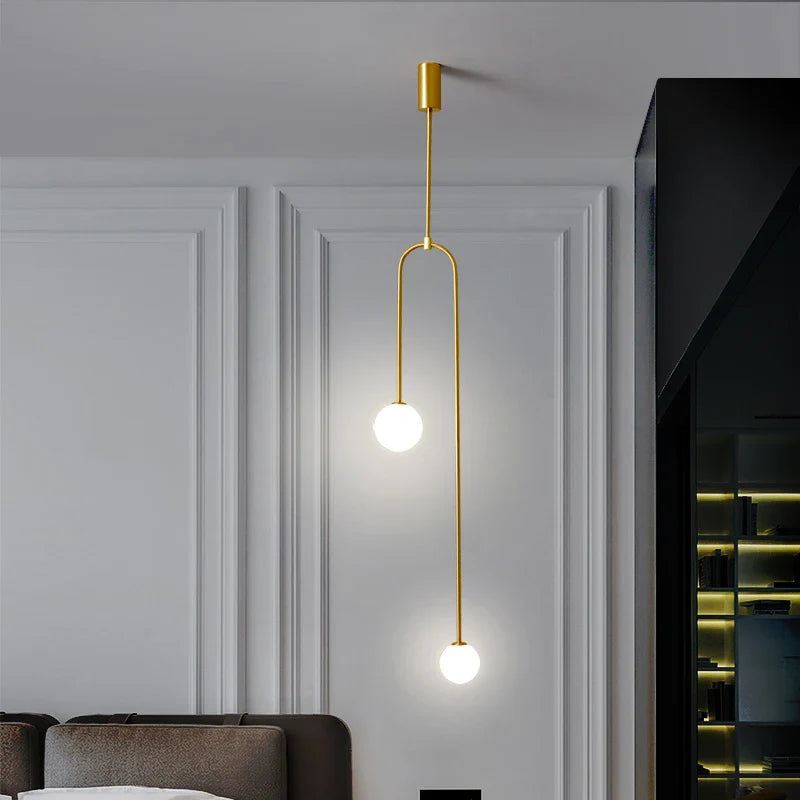 Axya Brass Glass Ball Pendant Light LED Hanging Lamps Fixture for Home Decor