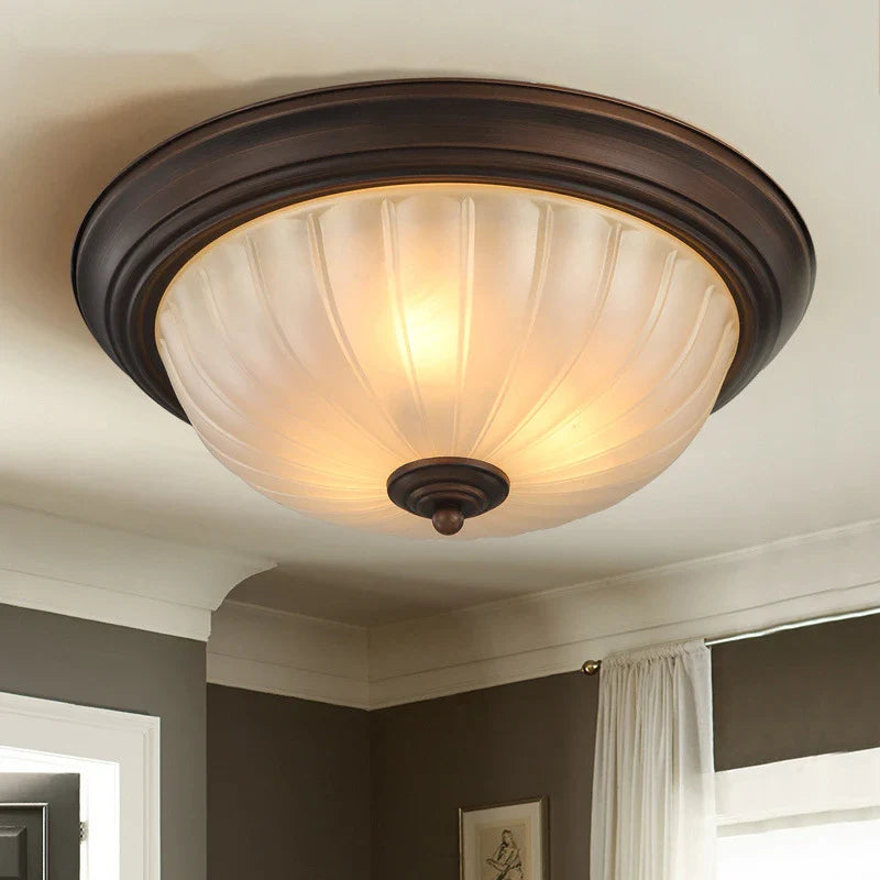 Axyaa Black Bronze Ceiling Light with Frosted White Glass Lampshade