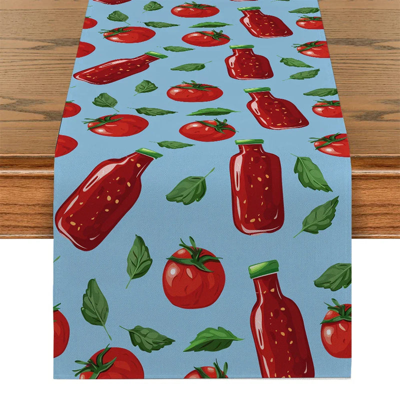 Axyaa Tomato Ketchup Table Runner for Kitchen Dining Room Decor
