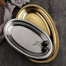 Axyaa Oval Stainless Steel Steamed Fish Plate Korean BBQ Rice Noodle Gold Plate