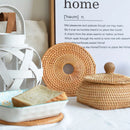Axyaa Handmade Rattan Coaster Set - Round Tea Cup Insulation Pad