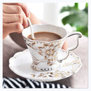 Axya Bone Coffee Set for 6 - Exquisite Cups, Saucers, Spoons & Holder