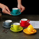 Axya Ceramic Espresso Cup and Saucer Set - Solid Color Coffee Tea Milk Mug Set